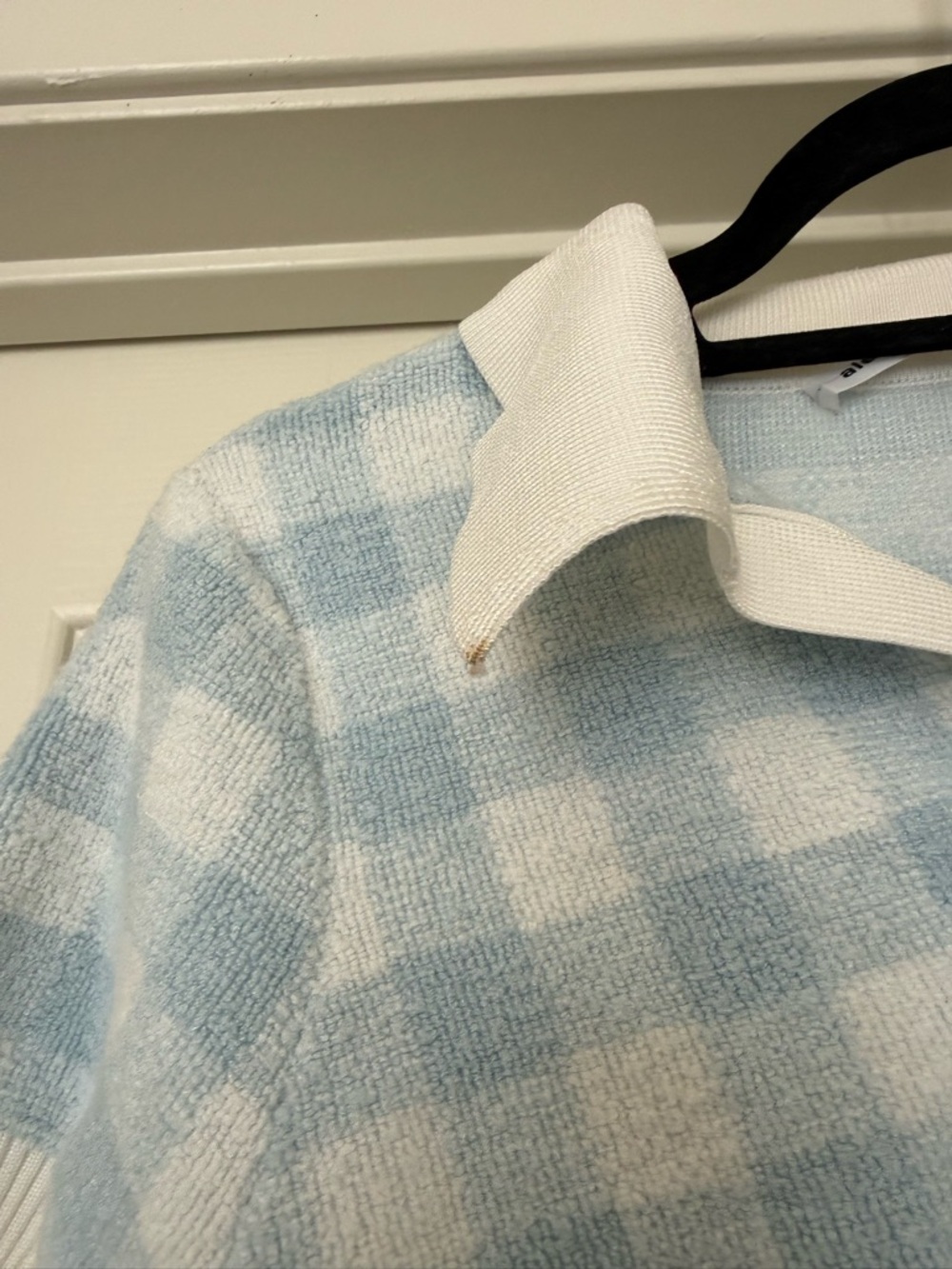 Alexander Wang Towel Gingham Polo Top in Oxford Blue & White - Picture 8 of 12